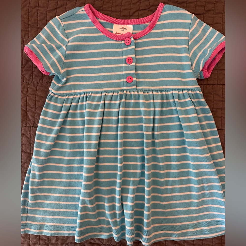 Hanna Andersson Blue and Pink Dress Tunic short sleeve cotton